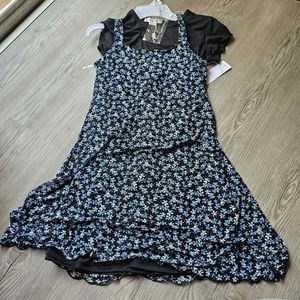 Knitworks 3 Piece 10/12 Girls Floral Cottagecore Dress Outfit